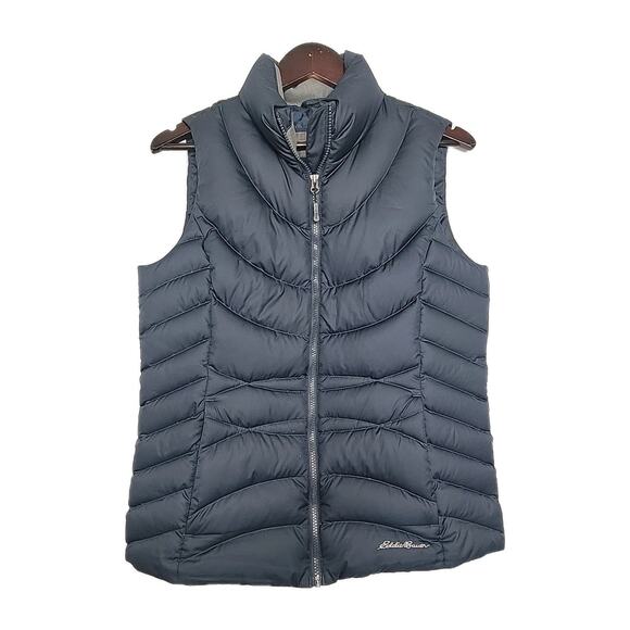 Eddie Bauer Womens EB 650 Goose Down Puffer Vest Jacket Pockets Navy Blue Medium - Picture 1 of 7